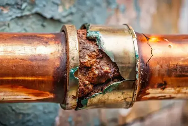 close up of a corroded water pipe